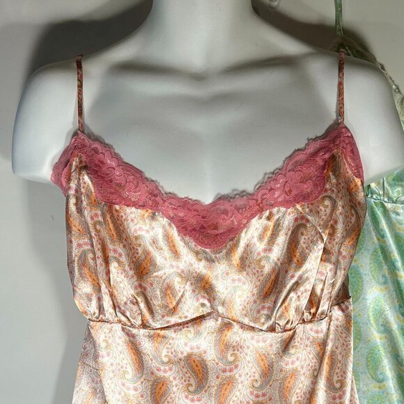 52 Weekends SZ 3X Two silky print camisoles 90's Romantic Y2K Feminine - Picture 2 of 7